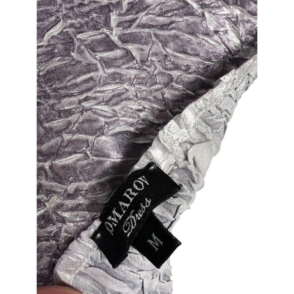 Komarov Dress Gray Silver Mauve Ginko Leaf Print Pleated Hem, Lace Detail $468 M - Picture 10 of 13